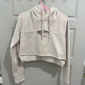 Gymshark Women's Light Beige Cropped Hoodie Size Medium